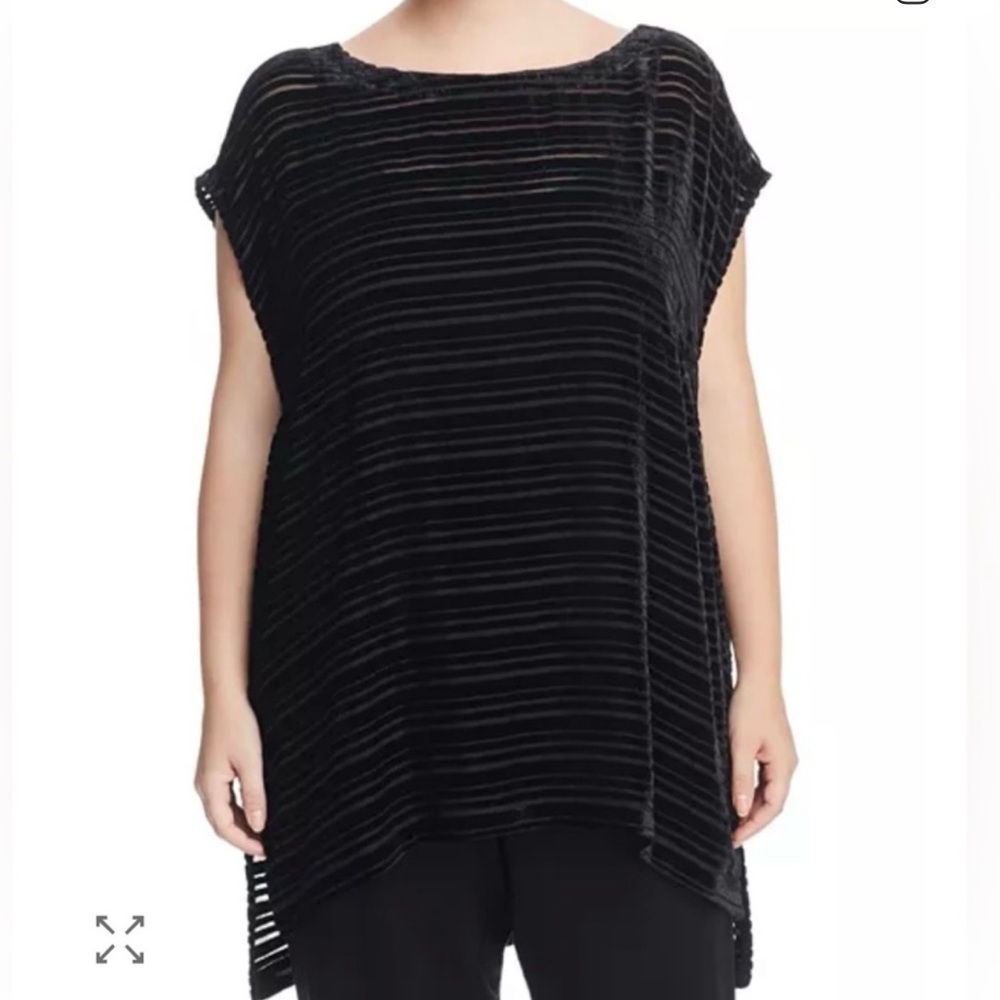 Eileen Fisher Sleeveless Sheer/Velvet Striped Tunic